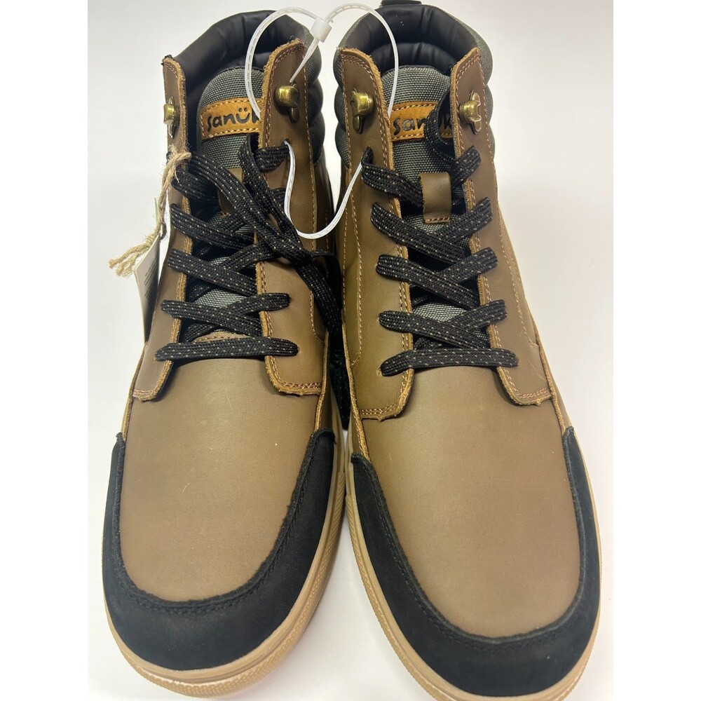 Sanuk Post Up Men's Leather Mid-cut Sneaker Boots ~ Men's Size 12